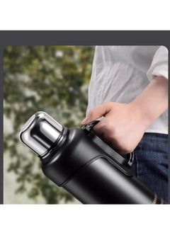 TYCOM Thermal isulated Water Bottle 1000 ML 316 Stainless Steel Double Wall Vacuum insulated Water Bottles for Hot Cold Water Gym Bottle Flask Bottle Side Handle Black.  - Image 3