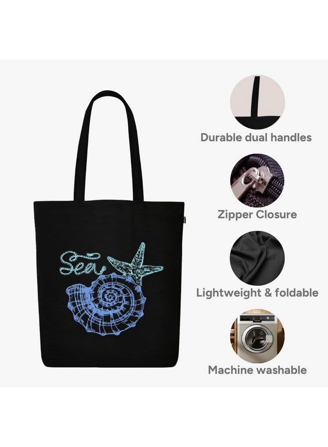 Ecoright Canvas Tote Bags for Women with Zip, College Bag for Girls, 100% Organic Cotton Tote Bag for Shopping, Travel & beach bags for women - Image 4