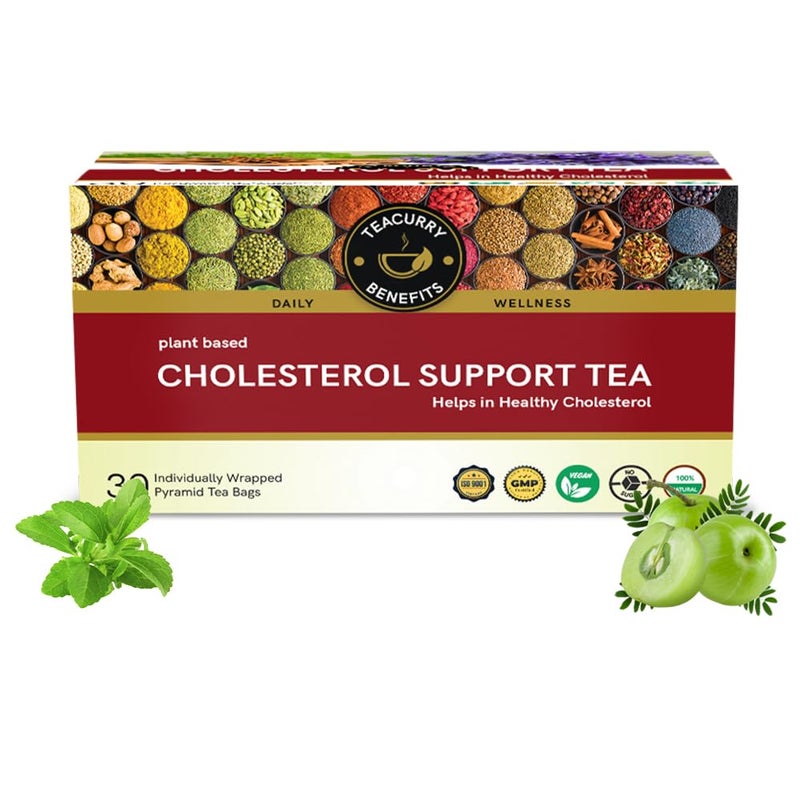 TEACURRY Cholesterol Support Green Tea(1 Month Pack, 30 Tea Bags) Helps With Cholesterol-All Natural Tea For Body Wellness,100 Grams - Image 1