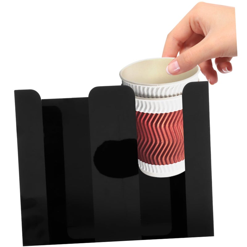 Black Paper Cup Holder Lid Organizer Wear Resistant Desktop Storage Rack for Coffee Cups - Image 4