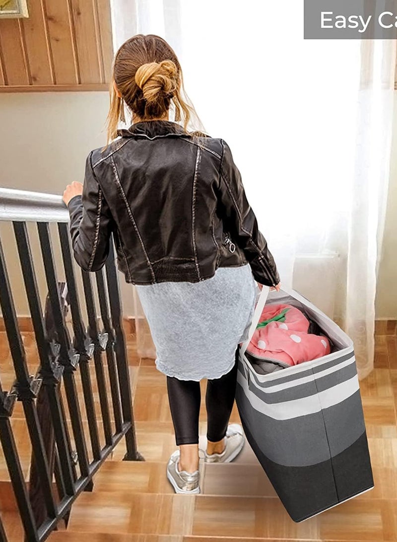 Raxoom 1-Pack Large Laundry Basket,Waterproof, Freestanding Laundry Hamper, Collapsible Tall Clothes Hamper With Extended Handles For Clothes Toys In The Dorm And Family-(Gradient Grey, 75L) - Image 2