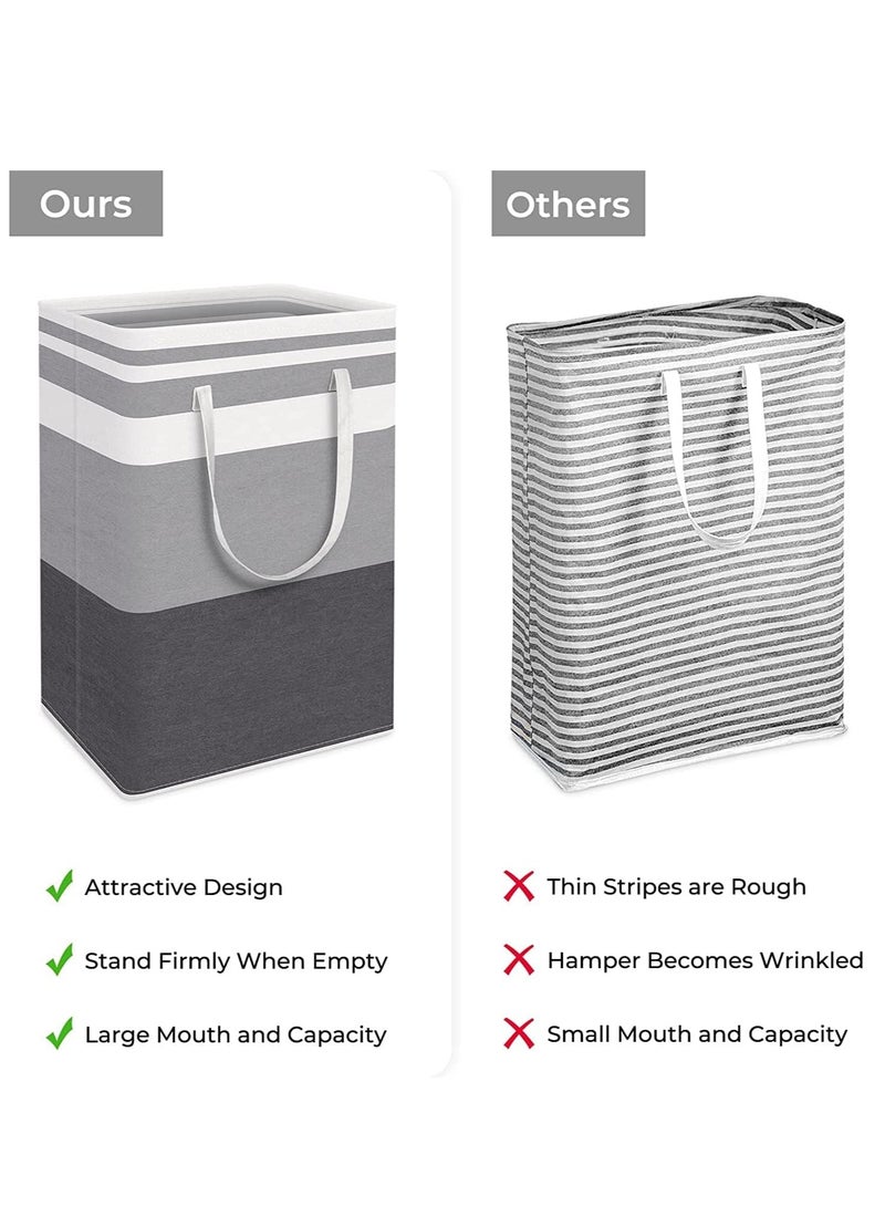 Raxoom 1-Pack Large Laundry Basket,Waterproof, Freestanding Laundry Hamper, Collapsible Tall Clothes Hamper With Extended Handles For Clothes Toys In The Dorm And Family-(Gradient Grey, 75L) - Image 5