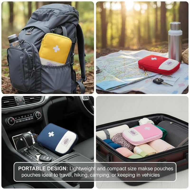 WLngtv 4 Pcs Travel First Aid Pouch,Empty Mini First Aid Pouch, Portable Outdoor First Aid Medical Rescue Bag Multi-Function Emergency Medicine Storage Organizer Bag Health and Household Supplies (Small) - Image 5