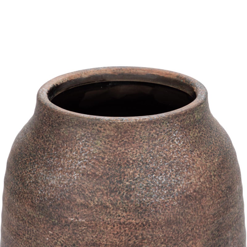 Briful 7in Large Rustic Brown Ceramic Vase Vintage Farmhouse Flowers Vase Natural CountryTerra Cotta Vase  Antique Pottery Pampas Vase for Living Room Kitchen Mantel Table Shelf Decor - Image 3