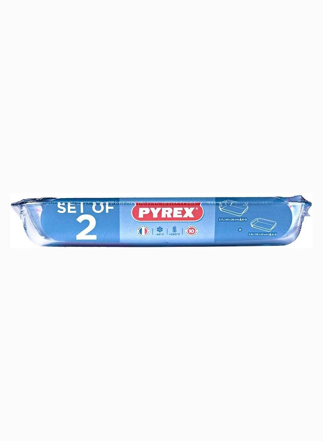 Pyrex Essentials Roaster Set of 2 Rectangle 3.7+2.6L Clear - Image 2