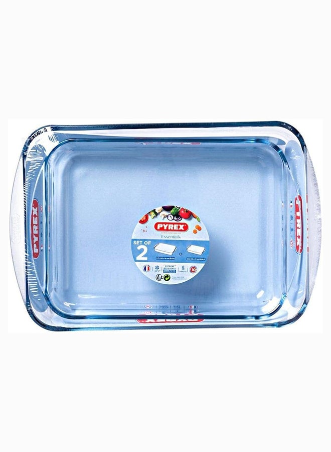 Pyrex Essentials Roaster Set of 2 Rectangle 3.7+2.6L Clear - Image 1