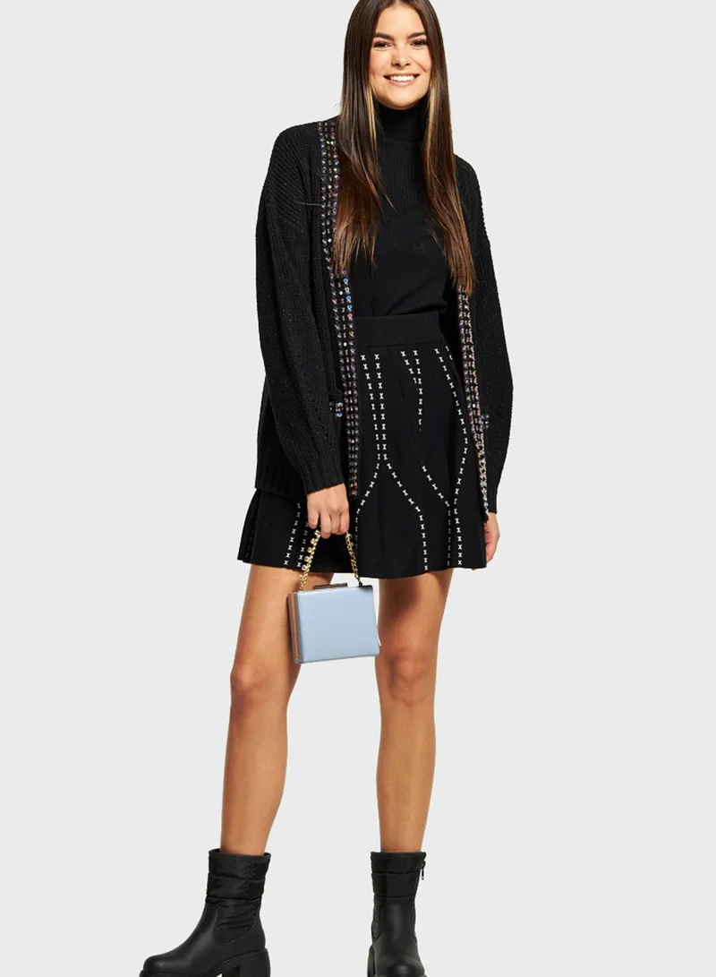 2Xtremz Embellished Pocket Detail Knitted Cardigan