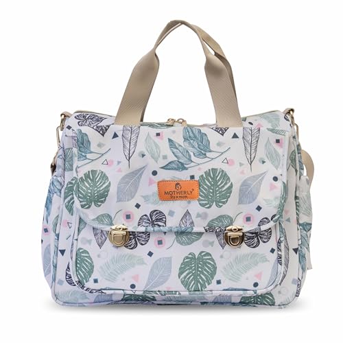 Motherly Glory Tote Diaper Bag for Mothers for Travel, Maternity Bag for Newborn Baby, Multiple Pocket Water Resistant Baby Bag (Green Leaf) - Image 1