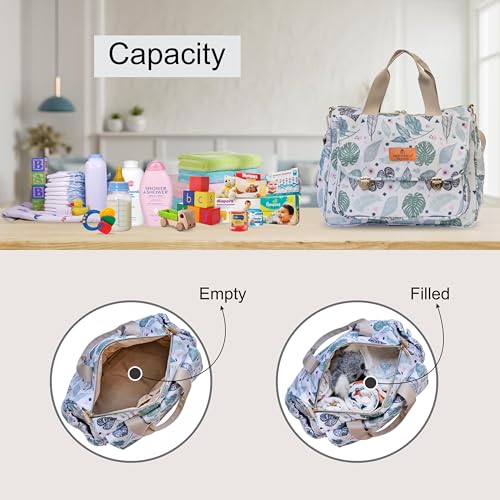 Motherly Glory Tote Diaper Bag for Mothers for Travel, Maternity Bag for Newborn Baby, Multiple Pocket Water Resistant Baby Bag (Green Leaf) - Image 3
