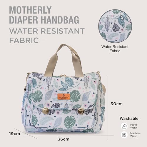 Motherly Glory Tote Diaper Bag for Mothers for Travel, Maternity Bag for Newborn Baby, Multiple Pocket Water Resistant Baby Bag (Green Leaf) - Image 4