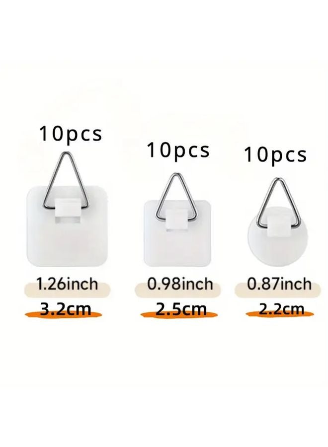 30pcs Stainless Steel Picture Hooks No Nail Adhesive Wall Hangers For Photo Frames Artwork - Image 1