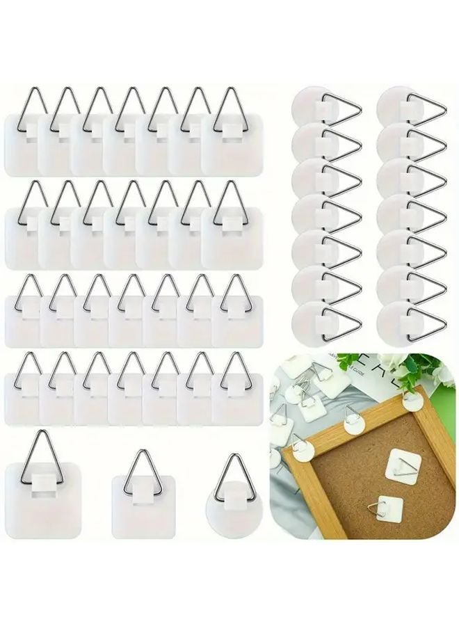 30pcs Stainless Steel Picture Hooks No Nail Adhesive Wall Hangers For Photo Frames Artwork - Image 2