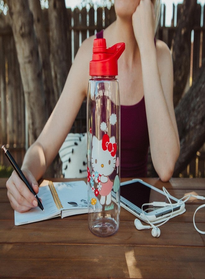 سيلفر بوفالو زجاجة ماء فضية اللون من سانريو بتصميم هيلو كيتي وفطر، مزودة بغطاء بمقبض لولبي | إبريق رياضي بلاستيكي كبير | سعة 28 أونصة - Image 5