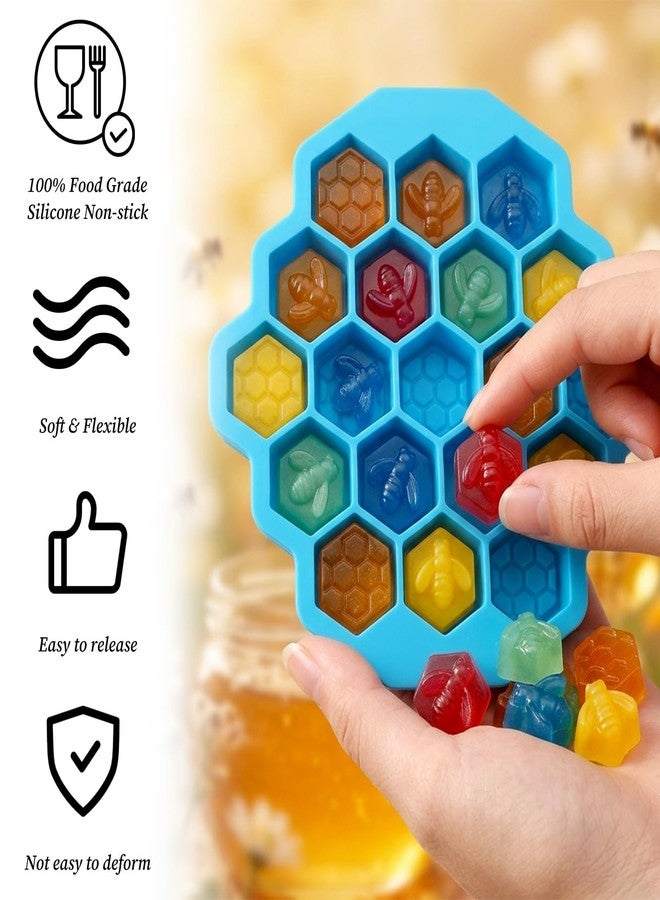 Larrel Honeycomb Bees Silicone Molds, Blue Honeycomb Silicone Mold, 19 Cavity Bee Chocolate Mold, Non-Stick Honey Comb Molds for Chocolate, Candy, Jelly, Ice Cube and Cakes - Image 3