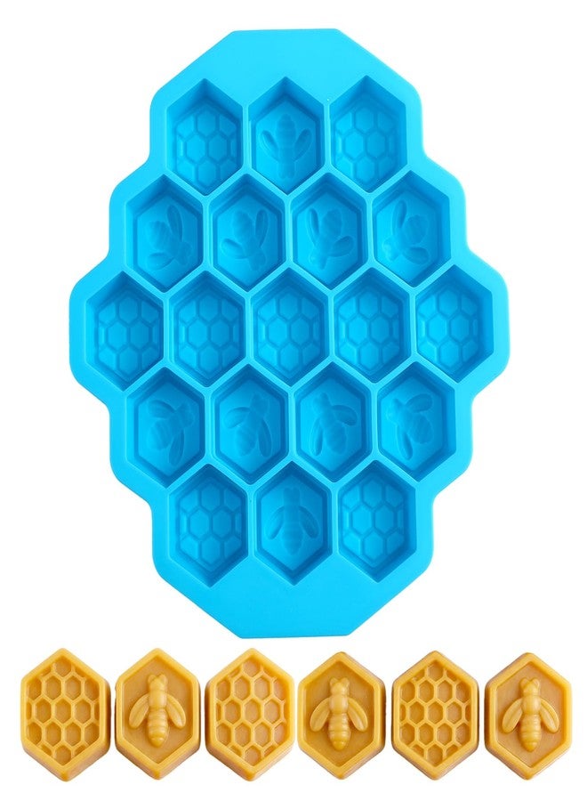 Larrel Honeycomb Bees Silicone Molds, Blue Honeycomb Silicone Mold, 19 Cavity Bee Chocolate Mold, Non-Stick Honey Comb Molds for Chocolate, Candy, Jelly, Ice Cube and Cakes - Image 1
