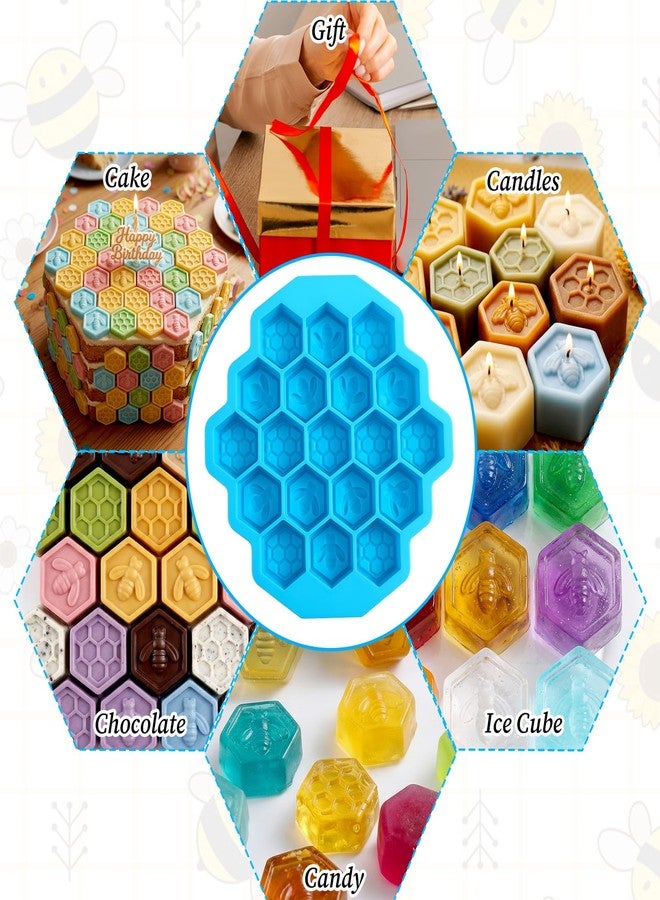 Larrel Honeycomb Bees Silicone Molds, Blue Honeycomb Silicone Mold, 19 Cavity Bee Chocolate Mold, Non-Stick Honey Comb Molds for Chocolate, Candy, Jelly, Ice Cube and Cakes - Image 5