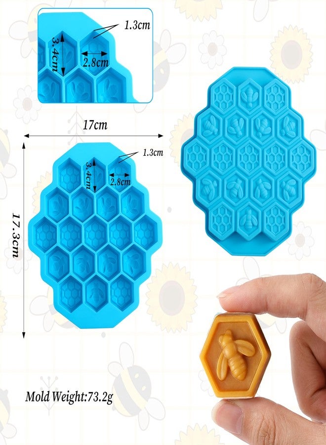 Larrel Honeycomb Bees Silicone Molds, Blue Honeycomb Silicone Mold, 19 Cavity Bee Chocolate Mold, Non-Stick Honey Comb Molds for Chocolate, Candy, Jelly, Ice Cube and Cakes - Image 2