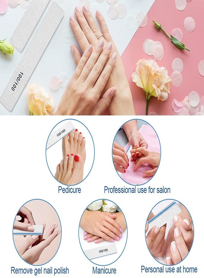 BLESWIN Nail Files-Nail File for Acrylic Nails 100/100 Grit, 12 PCS Nail Files Emery Boards for Acrylic Nails, Washable Thick Professional Manicure Tools for Nail Tech - Image 5