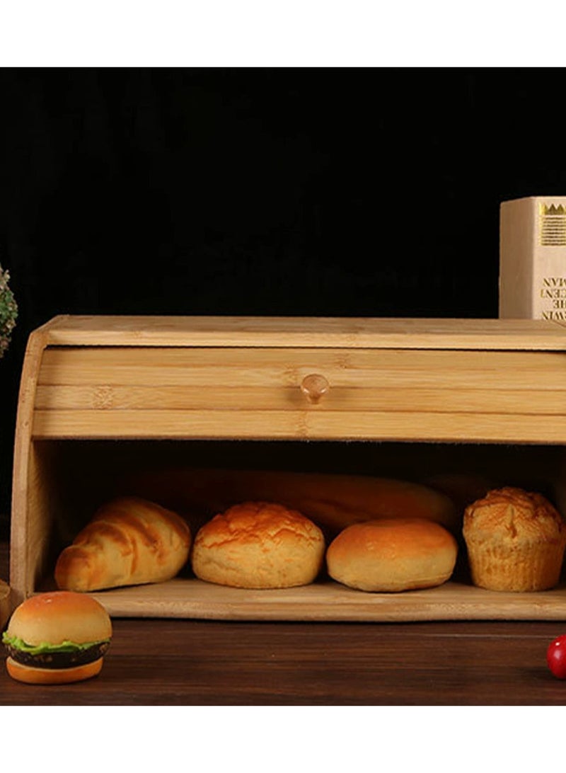 CAMELMALL Bamboo Bread Box with Sliding Lid Airtight Sealed Kitchen Storage Container Space Saving Natural Wood Color 41x18x27 cm for Countertop Pantry Everyday Use - Image 3