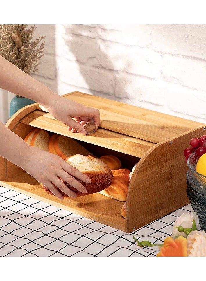 CAMELMALL Bamboo Bread Box with Sliding Lid Airtight Sealed Kitchen Storage Container Space Saving Natural Wood Color 41x18x27 cm for Countertop Pantry Everyday Use - Image 2