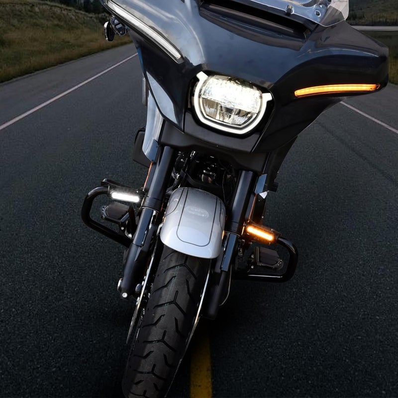 VEISUTOR Highway Crash Bar LED Driving Light for Harley - Black with DRL & Turn Signal - Image 4