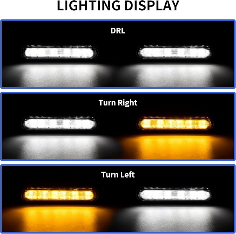 VEISUTOR Highway Crash Bar LED Driving Light for Harley - Black with DRL & Turn Signal - Image 2