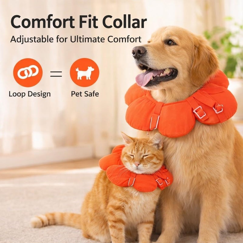 Soft Pet Cone Collar for Dogs and Cats, Adjustable Recovery Protective Wound Healing Cover - Lightweight Comfortable Fabric, Secure Hook and Loop Closure, Ideal for Injury and (L) - Image 2
