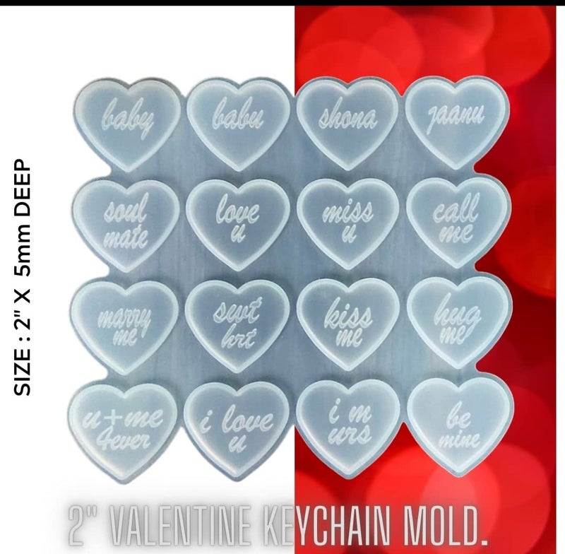 Eoast Valentine Day Special Keychain Love Silicon Mould 16 Cavity varitions Design Mould - Image 2