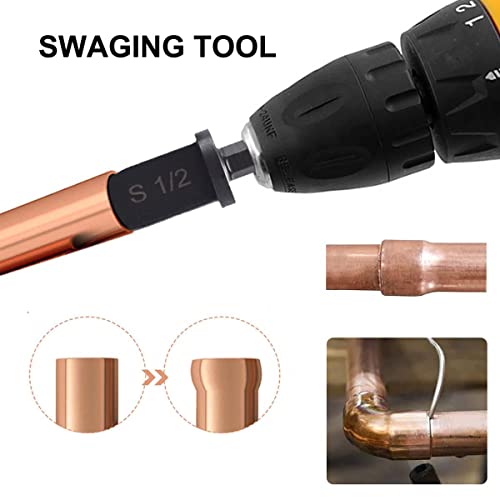 Hymnorq 6-Piece HVAC Copper Pipe Swaging Tool Drill Bit Set - 1/4" to 7/8" Spin Swage Tube Expander for Air Conditioner Repair - Hex Shank for Power Drills & Impact Drivers - Image 2