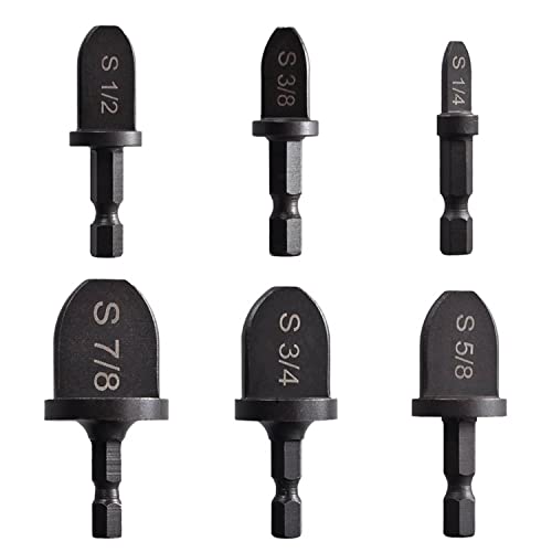 Hymnorq 6-Piece HVAC Copper Pipe Swaging Tool Drill Bit Set - 1/4" to 7/8" Spin Swage Tube Expander for Air Conditioner Repair - Hex Shank for Power Drills & Impact Drivers - Image 1