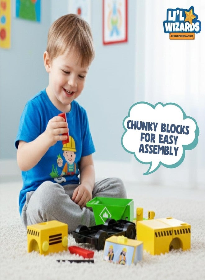 Li'l Wizards Build Your Own Loader Truck Toy|Build Stack Play|Construction & Stacking Blocks for Kids|Shape Identification STEM Learning & Developmental Toy|Pull Along Toys|Gift Set For 2-5 Years Kids - Image 3