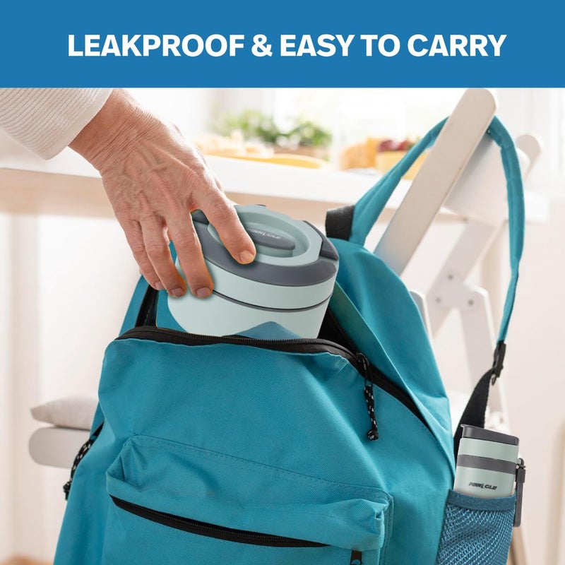 PINNACLE صندوق غداء بيناكل برايم مع زجاجة بيكسل الحرارية | مجموعة غداء مع زجاجة | صندوق غداء للأطفال | صندوق تيفين للمكتب للرجال | صينية إضافية من الفولاذ المقاوم للصدأ (أخضر جليدي، مجموعة 3 قطع) - Image 4