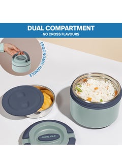 PINNACLE Pinnacle Prime Lunch Box with Pixel Thermo Bottle Combo | Lunch Kit with Bottle | Lunch Box for Kids | Tiffin Box for Office for Men | Additional Stainless Steel Tray (Glacial Green, 3 pc Set)  - Image 5