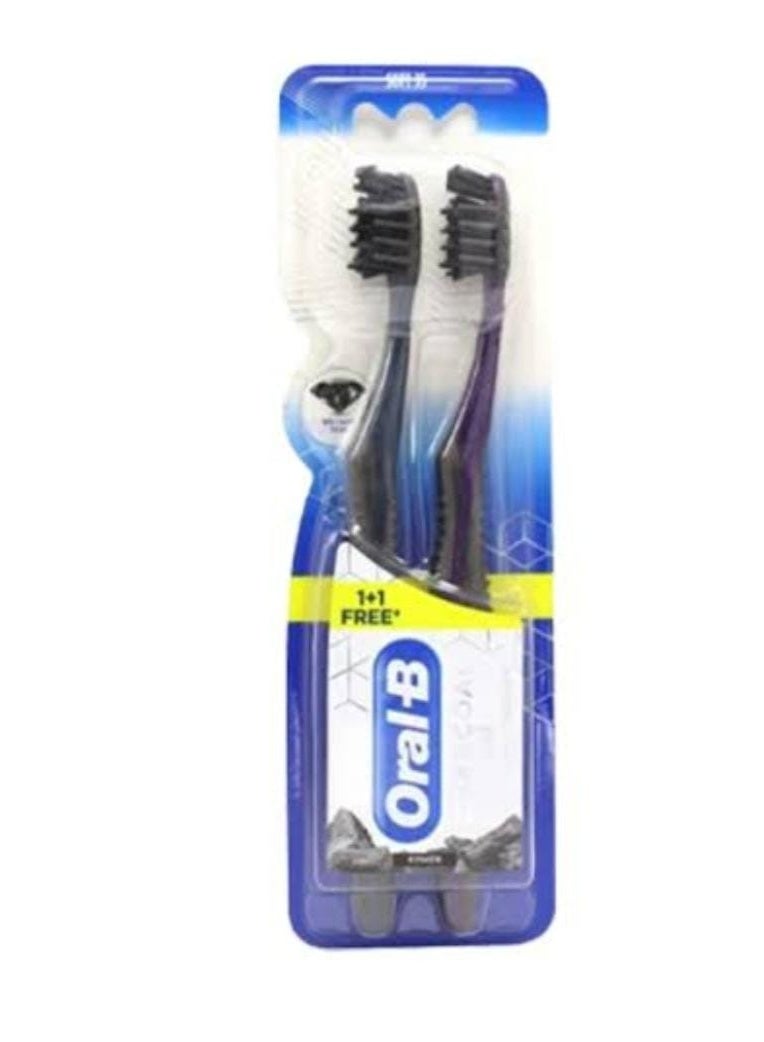 Oral-B Toothbrush 2-Pack, 1+1 Free, Dark Blue and Purple