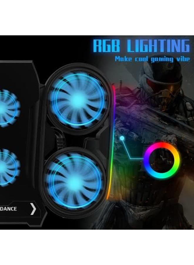 erorex Laptop Cooling Pad Laptop Cooler With 6 Fans Prevent Overheating Adjustable Height With Rgb Lights Phone Holder Dual Usb Ports Low Noise Suit For All Gaming Laptop Computer Up To 17”  - Image 4