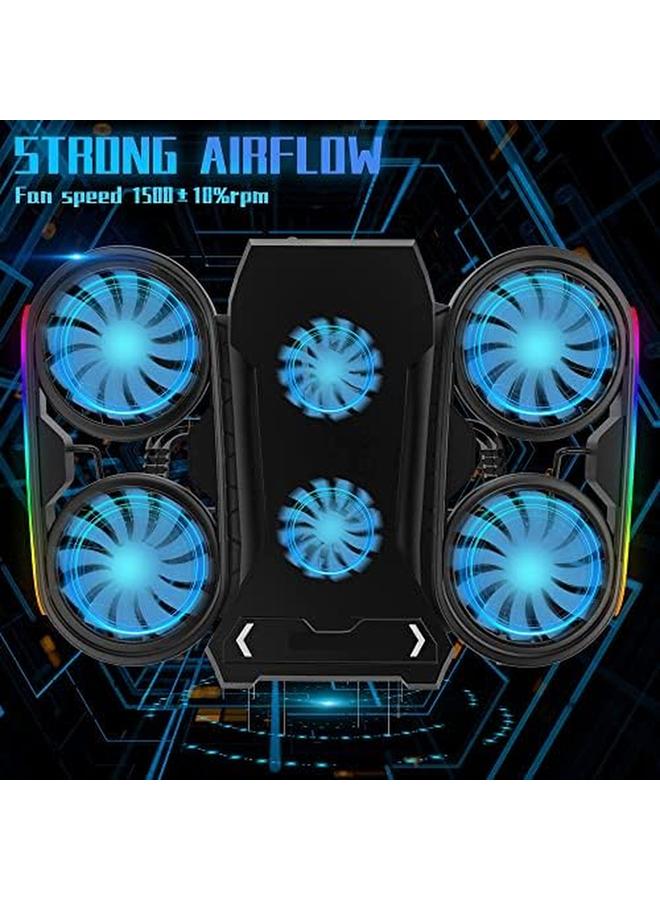 erorex Laptop Cooling Pad Laptop Cooler With 6 Fans Prevent Overheating Adjustable Height With Rgb Lights Phone Holder Dual Usb Ports Low Noise Suit For All Gaming Laptop Computer Up To 17”  - Image 3