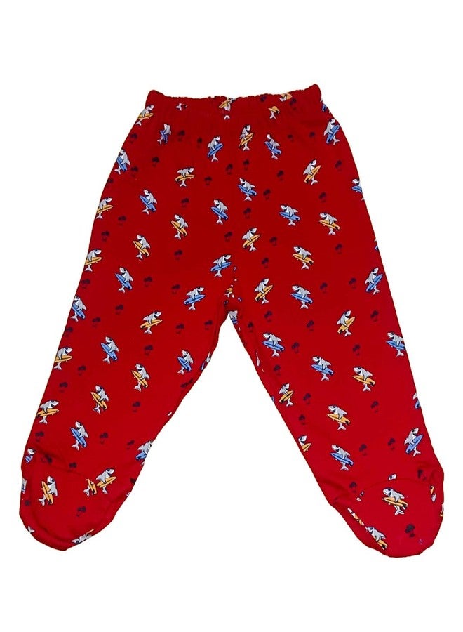 Cute Collection Baby Pants | Pajamas | Leggings with Footies| Booties Soft Cotton for 6 to 9 Months Baby Boys & Girls Pack of 3 Pcs Multicolour - Image 2