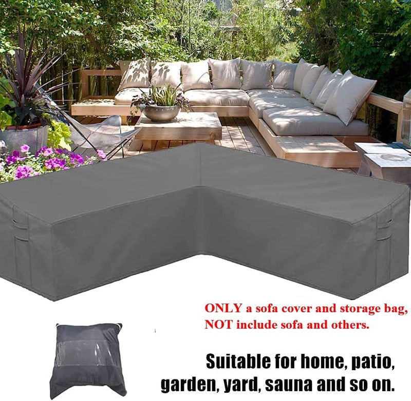Skyour Patio Furniture Sectional Couch Sofa Cover Skyour Gray Weatherproof Heavy Duty 420D Oxford Outdoor L Shaped Sectional Garden Rattan Corner Sofa Furniture Protector Covers (Left Side Long: 105x78in) - Image 5