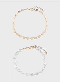 Ginger 2 Pack Heart Charm Anklet  - Image 1