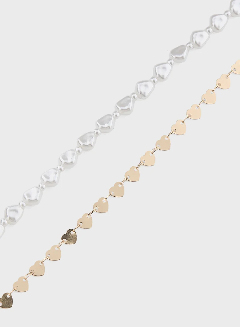 Ginger 2 Pack Heart Charm Anklet