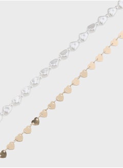Ginger 2 Pack Heart Charm Anklet  - Image 4