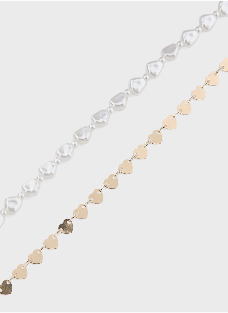 Ginger 2 Pack Heart Charm Anklet  - Image 4