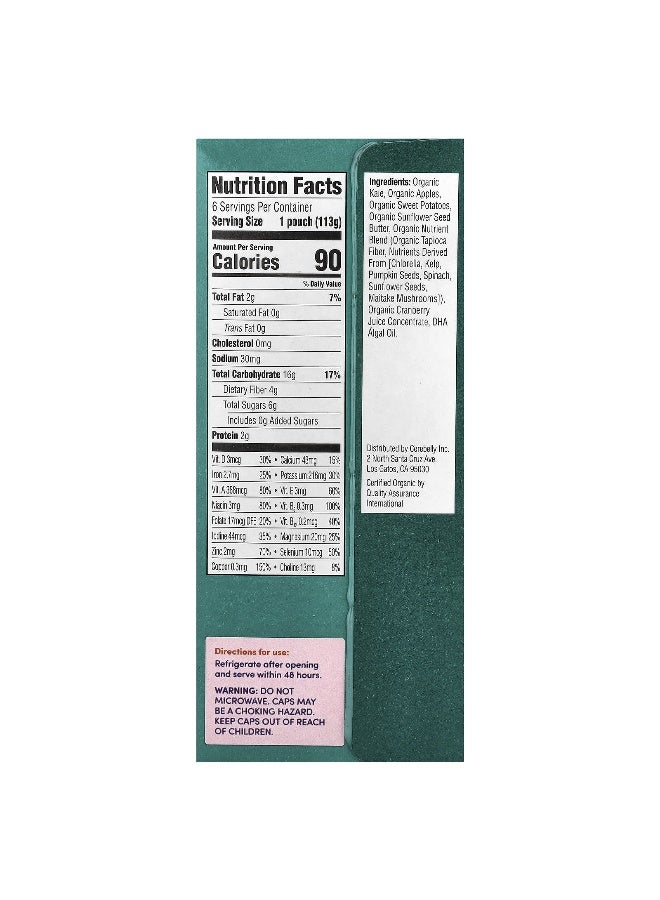 Cerebelly Cerebelly, Organic Baby Puree, Kale, Sweet Potato, Apple with Sunflower Seed Butter , 6 Pouches, 4 oz (113 g) Each  - Image 2