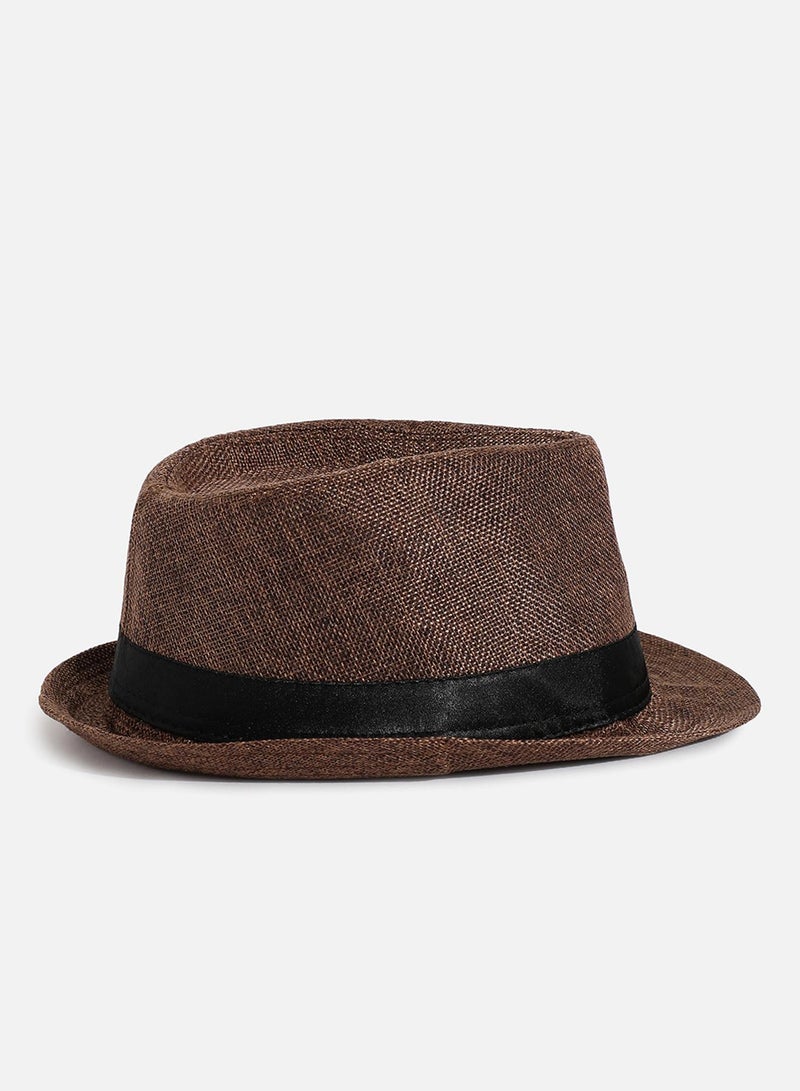 Haute Sauce Brown Textured Fedora Hat  - Image 5