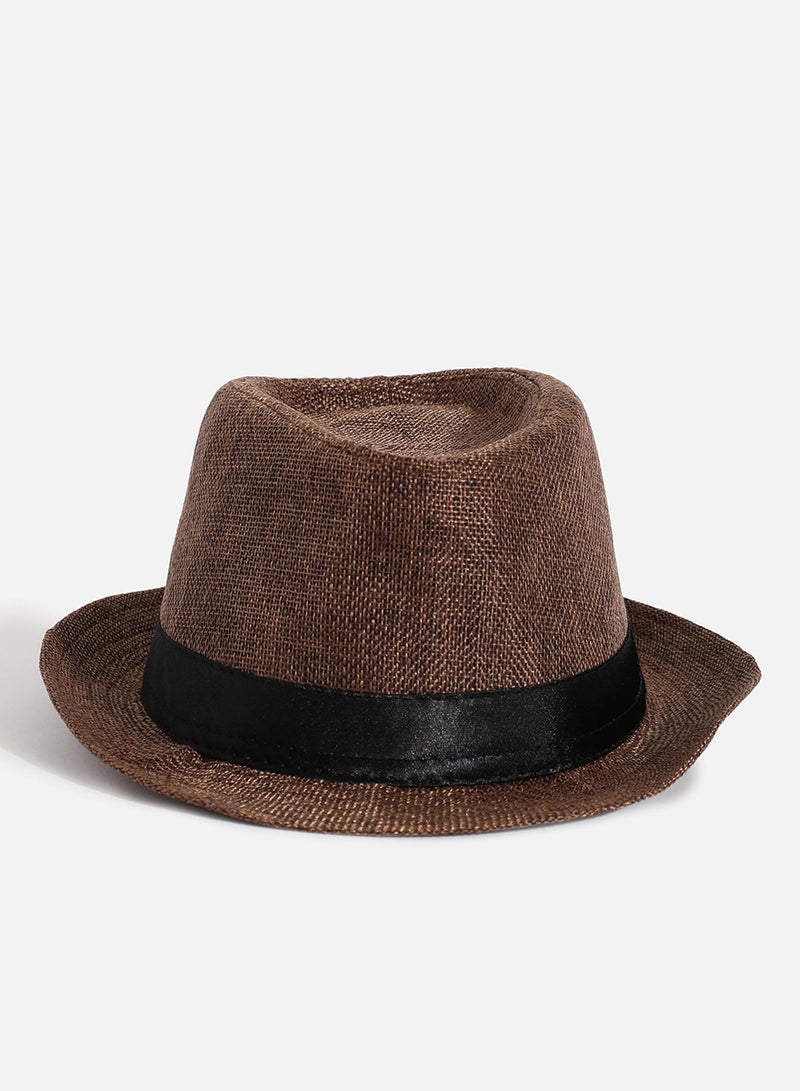 Haute Sauce Brown Textured Fedora Hat  - Image 2