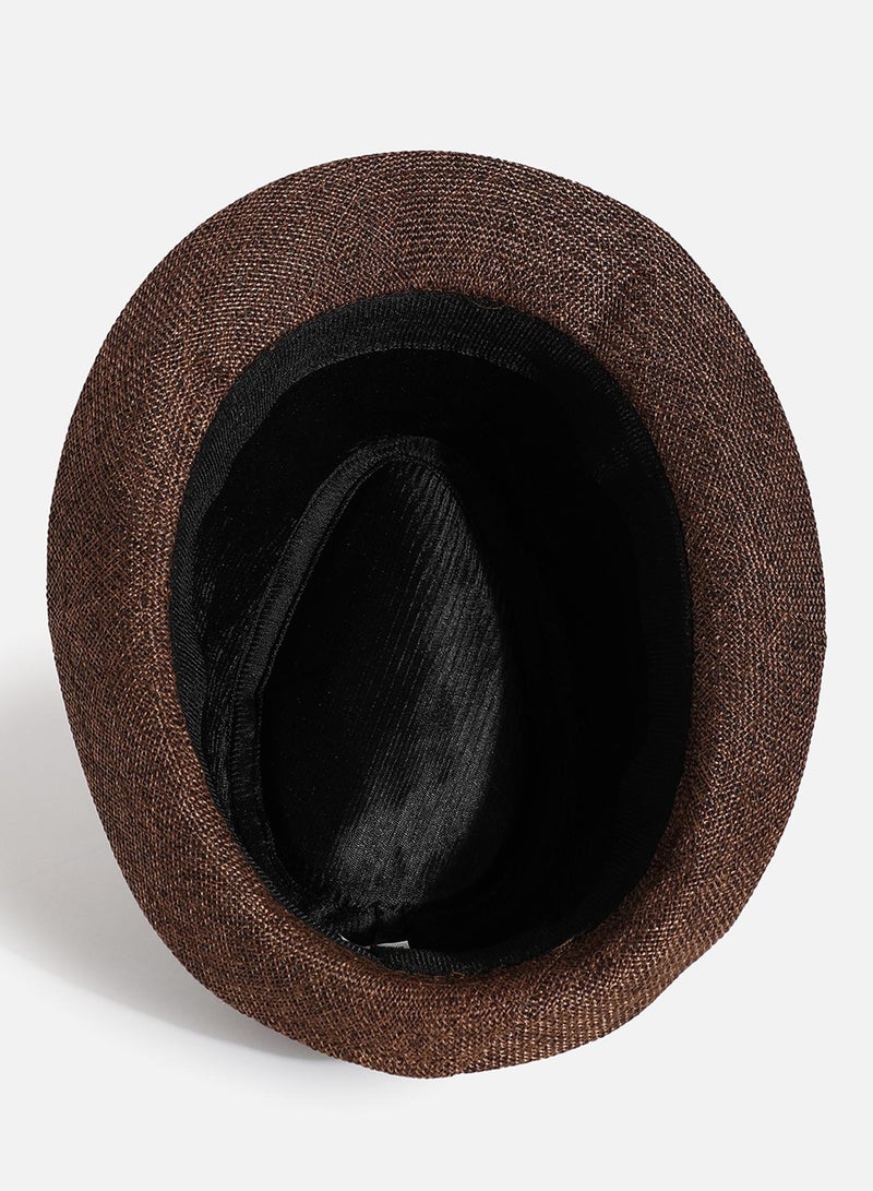 Haute Sauce Brown Textured Fedora Hat  - Image 3