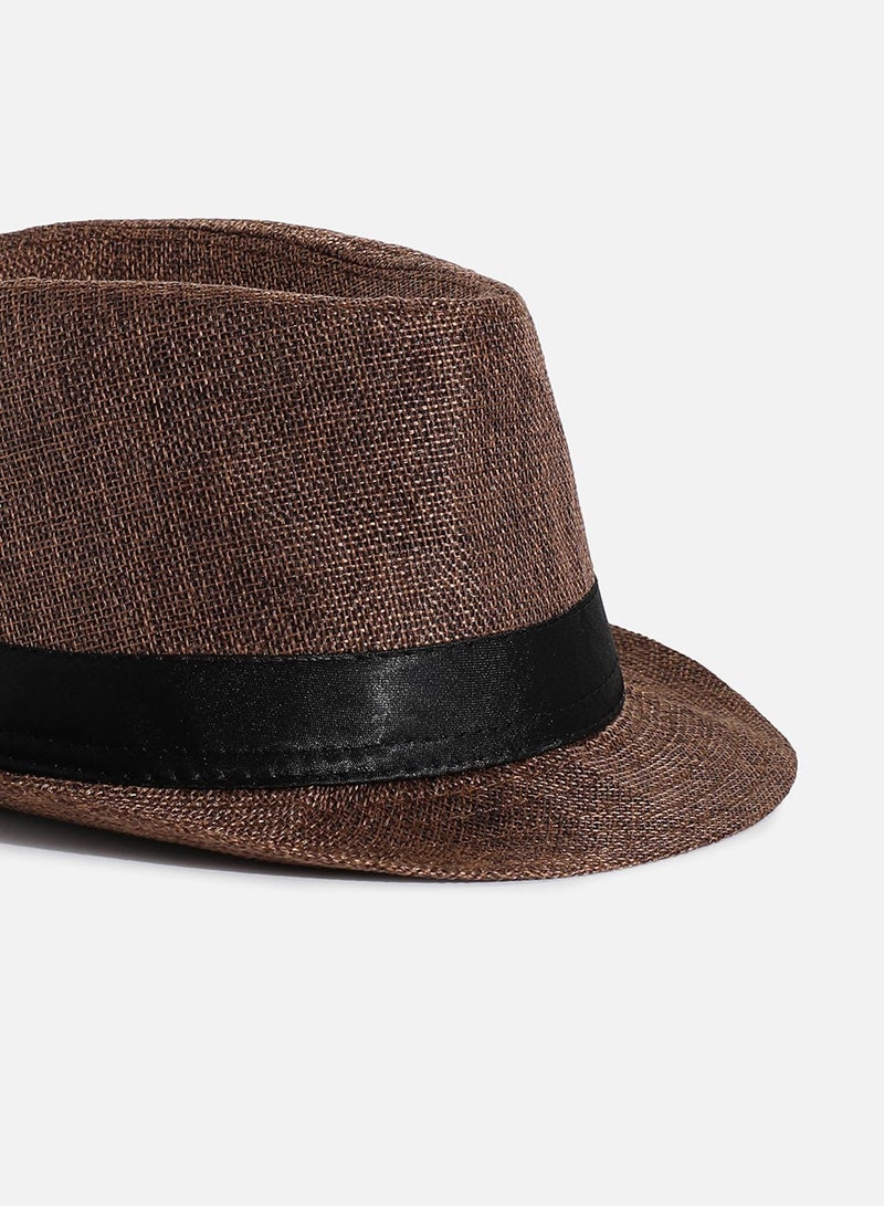 Haute Sauce Brown Textured Fedora Hat  - Image 4