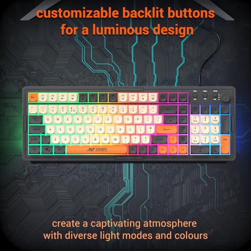 Ant Esports MK800 Pro Wired Mecha Membrane Backlit Gaming Keyboard with 87 Keys Sturdy and Lightweight Compact Numeric Pad Keyboard for Home Internet Cafe Game Room Offices_ Grey, Beige, Orange - Image 2