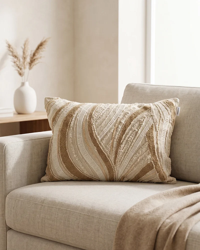 Redtag Beige Embroidered Cushion 35cm x 50cm