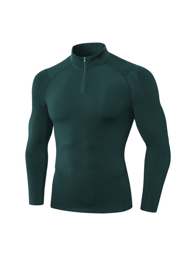 Loquat Men Quick Dry Breathable Long Sleeve Shirt Dark Green  - Image 1